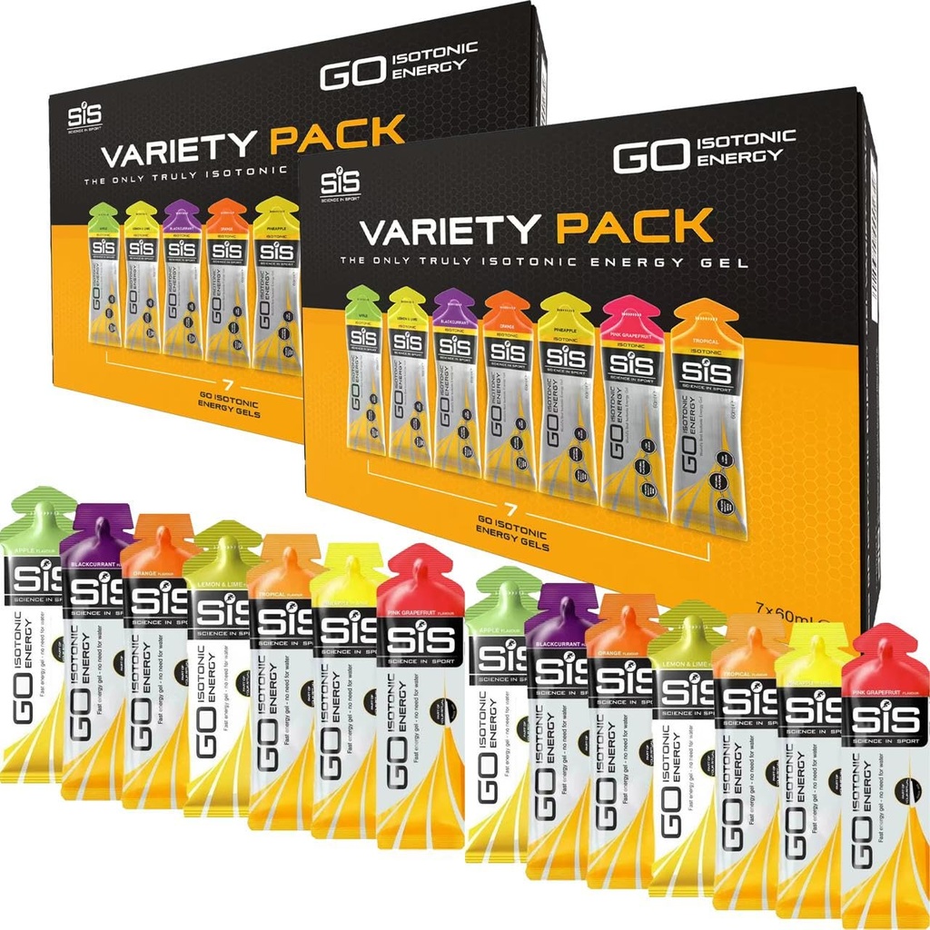 SiS Science In Sport Running Energy Gels, Plin de Electroliți, Bun pentru Hidratare, Aroma Variety Pack, Vegan, Gluten & Dairy Free, 14 x 60ml, Orange
