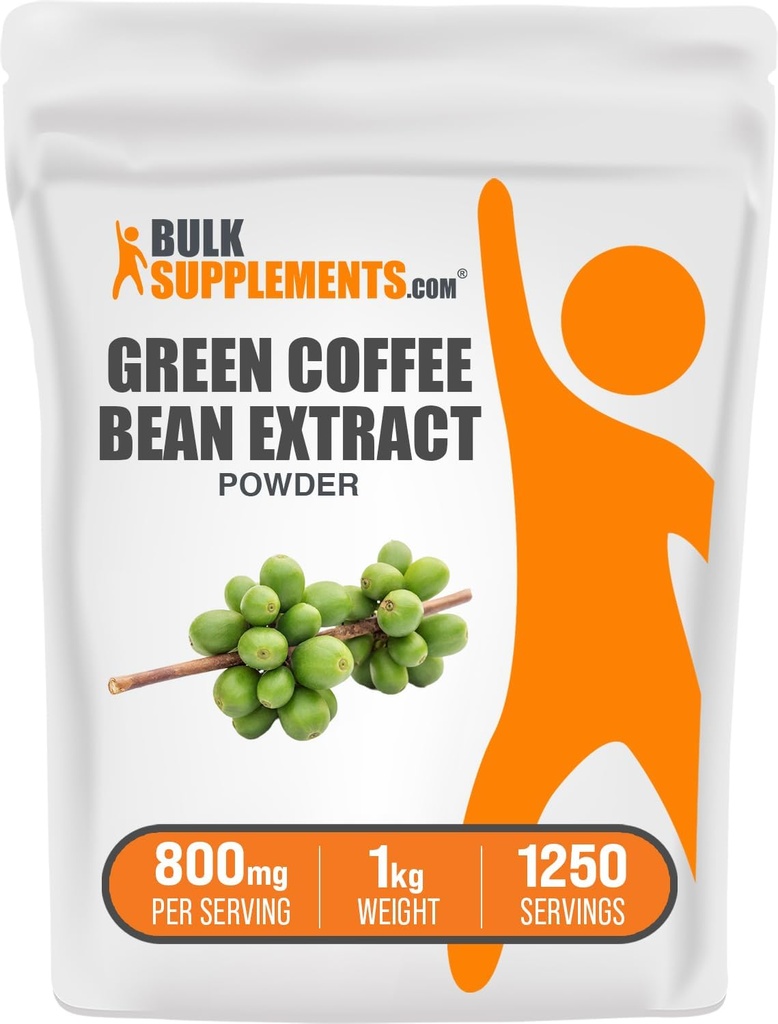 BulkSupplements Green Bean Extract de pulbere - Green Bean Suplimente - Suport energetic, Gluten gratuit, 800 mg pe servire, 1kg (2,2 lbs) (Pachet de 1)