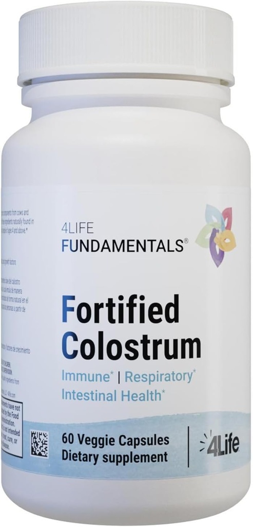 4Viaţă - Colostrum fortificat - Capsule de Colostrum Veggie bovine pentru Immune, Absorptive, Funcţia respiratorie şi cerebrală Suport cu Lactoferrin, Lactalbumină şi lapte Fat Globule Membrane - 60 capsule