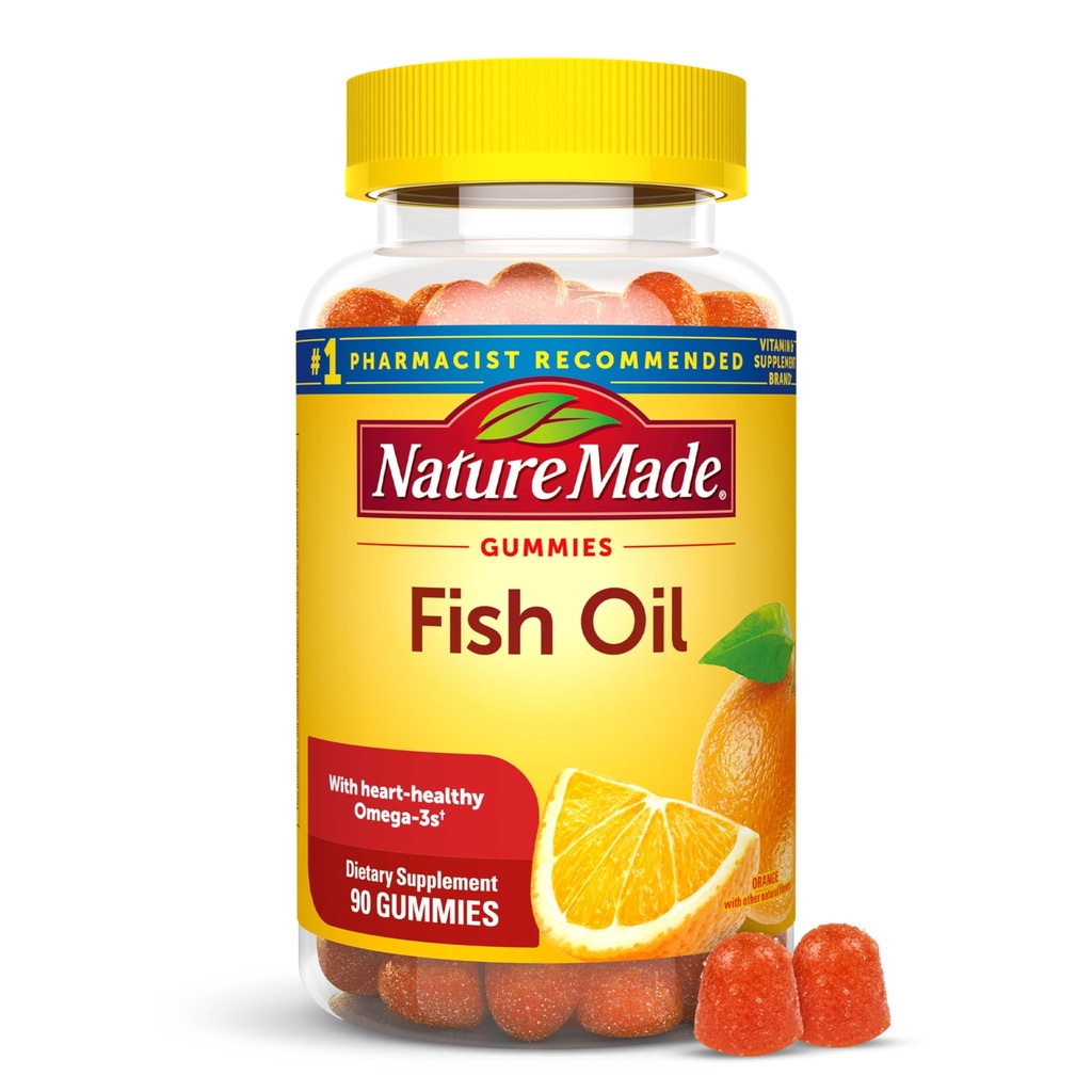 Natura Produs ulei de pește Omega 3 Gume, Omega 3 Suplimente de ulei de pește, suport cardiac sănătos, 90 Gume, 45 zile de aprovizionare