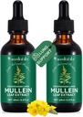 2 PC-uri Lichid organic Mullein Suplimentul de extract pentru sănătatea plămânilor - Vegan, fără aditiviBronchial Cleanse pentru asistență medicală- 2 fl oz Mullein picături