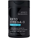 Sports Research® Keto Omega Fish Oil 1400mg - Full Spectrum Omega-3 Blend cu Astaxanthin & Coconut MCT Ulei - Keto Certified, Soy & Gluten-Free (120 Softgels)