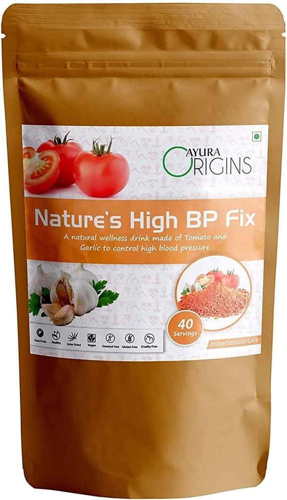 BETT AYURA Origini Naturale Fix BP ridicat, Suplimentul Herbal pentru a ajuta la scăderea tensiunii arteriale mari, Hipertensiune arterială Relief, Susţine Heart Health, Made with Pure Tomato and Usturo Powder, 200 Grams