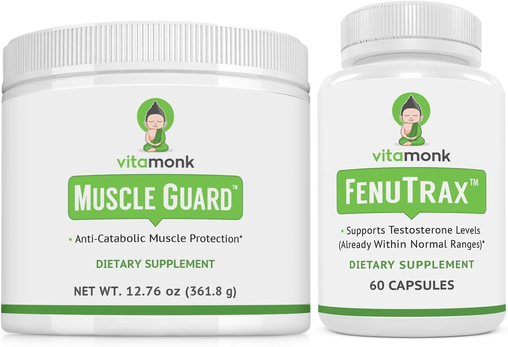 VitaMonk Muscle Guard cu HMB, EAAs, Vitamina D, Magneziu & FenuTrax Fenugreek Extract, 50% Fenuside pentru cresterea musculara, Putere, și Vitalitate, Pre/Post-workout Supliment pentru bărbați și femei