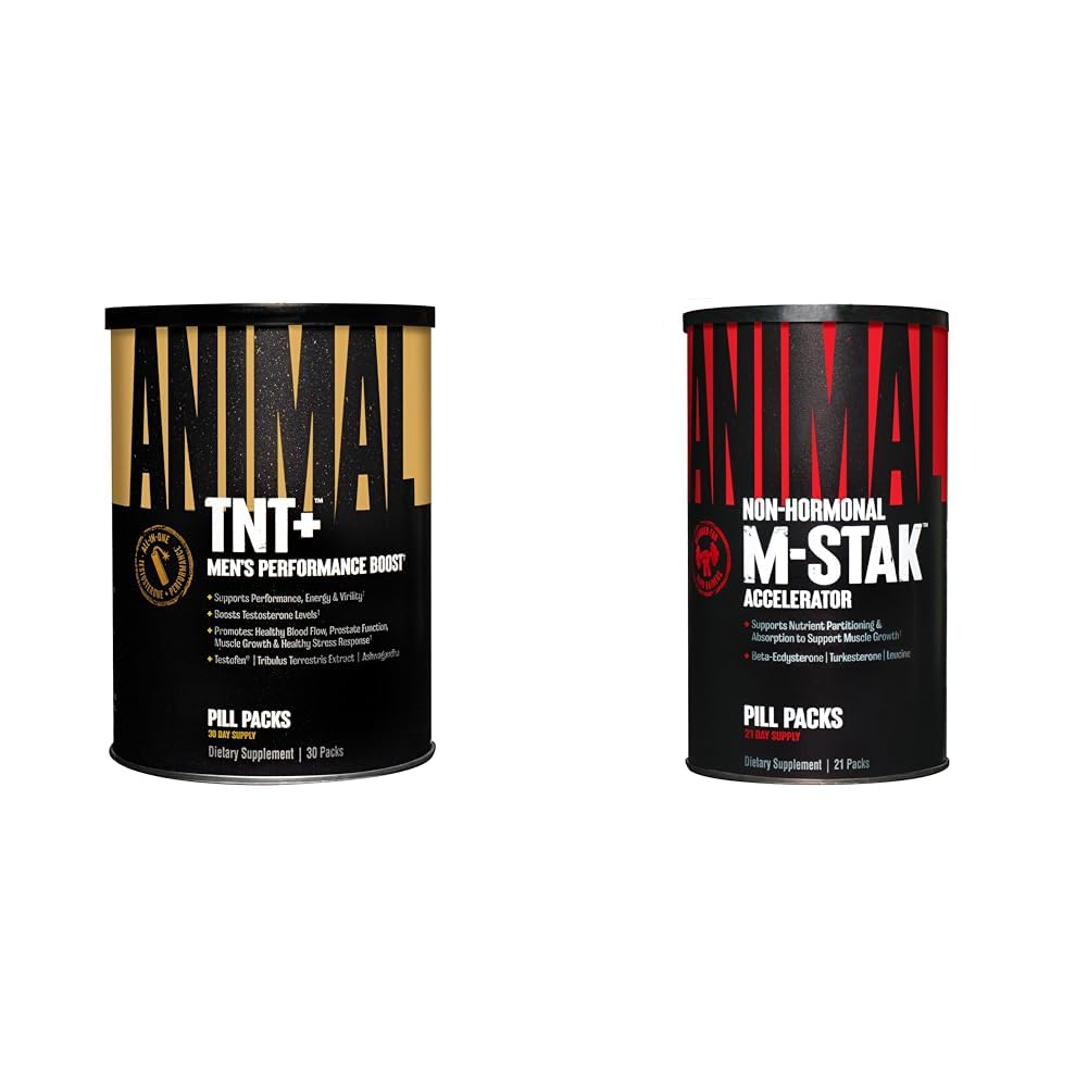 Animal TNT+ Test Booster & M-Stak Muscle Building Stack pentru bărbați - 21 Număr