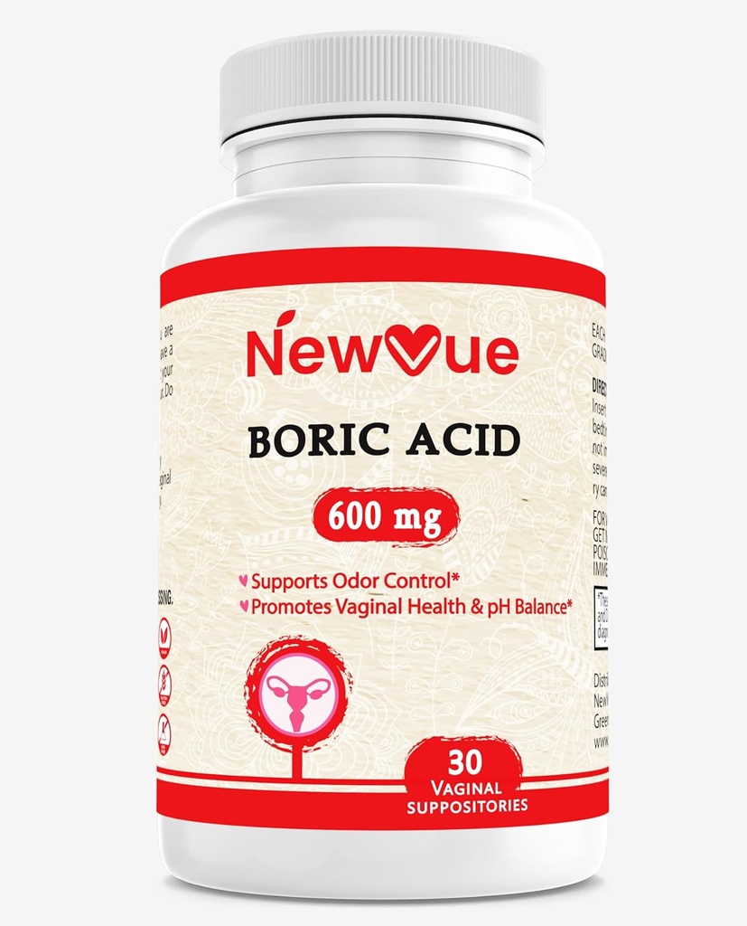 Suspecte vaginale cu acid boric - 100% Pure Made in USA - Intimate Health Support (30 Count)
