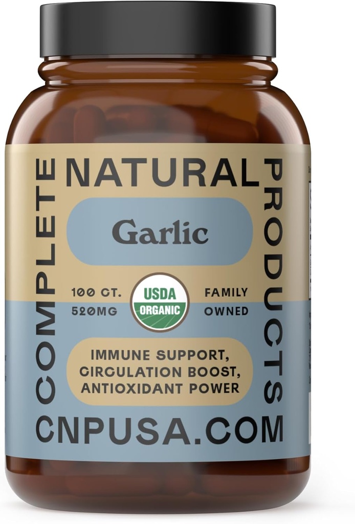 Produse naturale complete Capsule de Usturoi Organic - capsule de 520 mg 100 Conte de pastile vegetariane Supliment, Capsule cu pulbere de usturoi & Extract