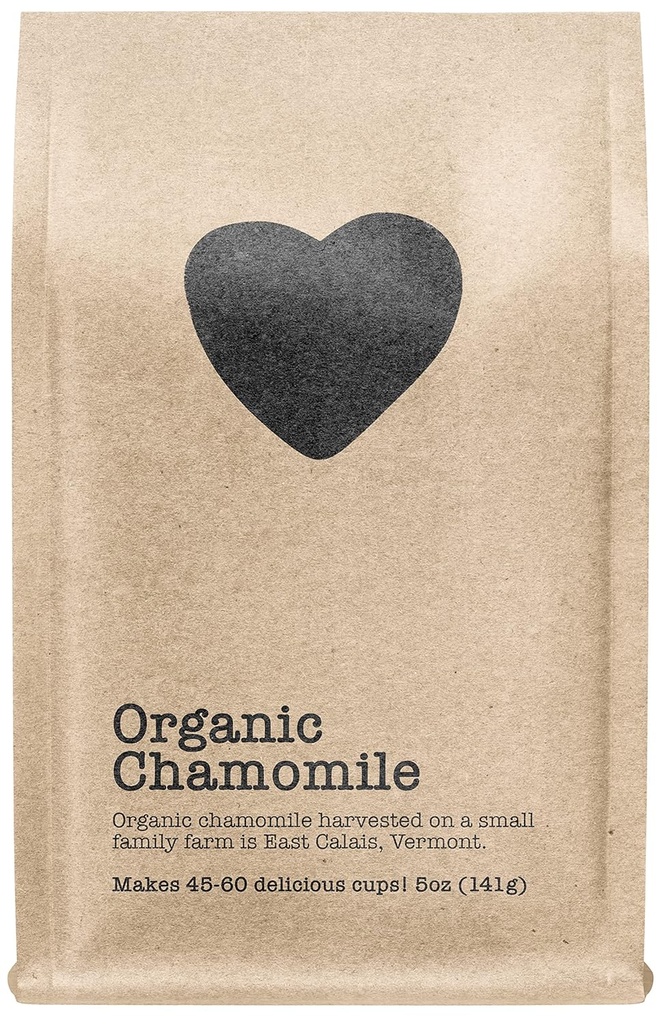 Mușețel organic, 45-60 Servings, Eco-conștient Zip Pouch, Cafeina gratuit, Ceai de frunze pur Loose crescut în America, 5 Ounce (Mediu)