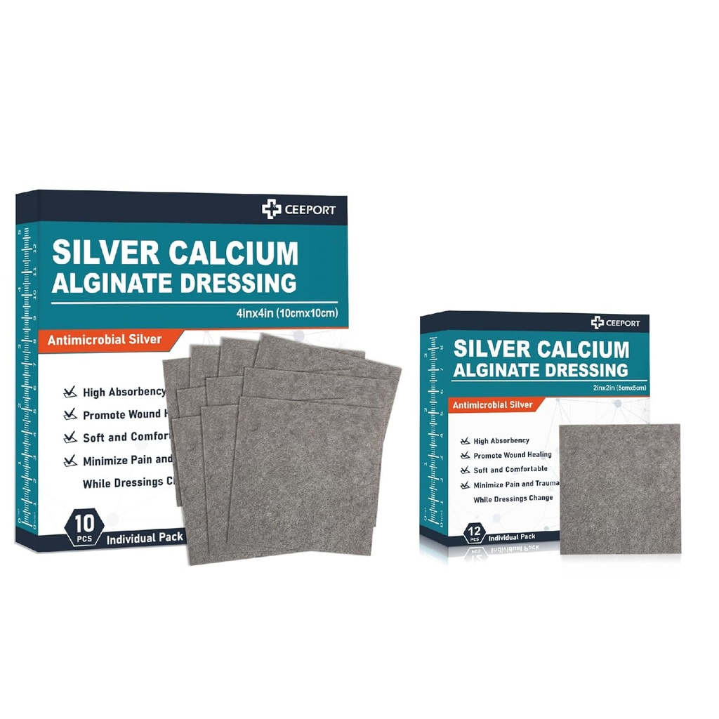 Alginat de calciu de argint dressing(4 "x 4" 10 buc + 2 "x 2" 12 buc)