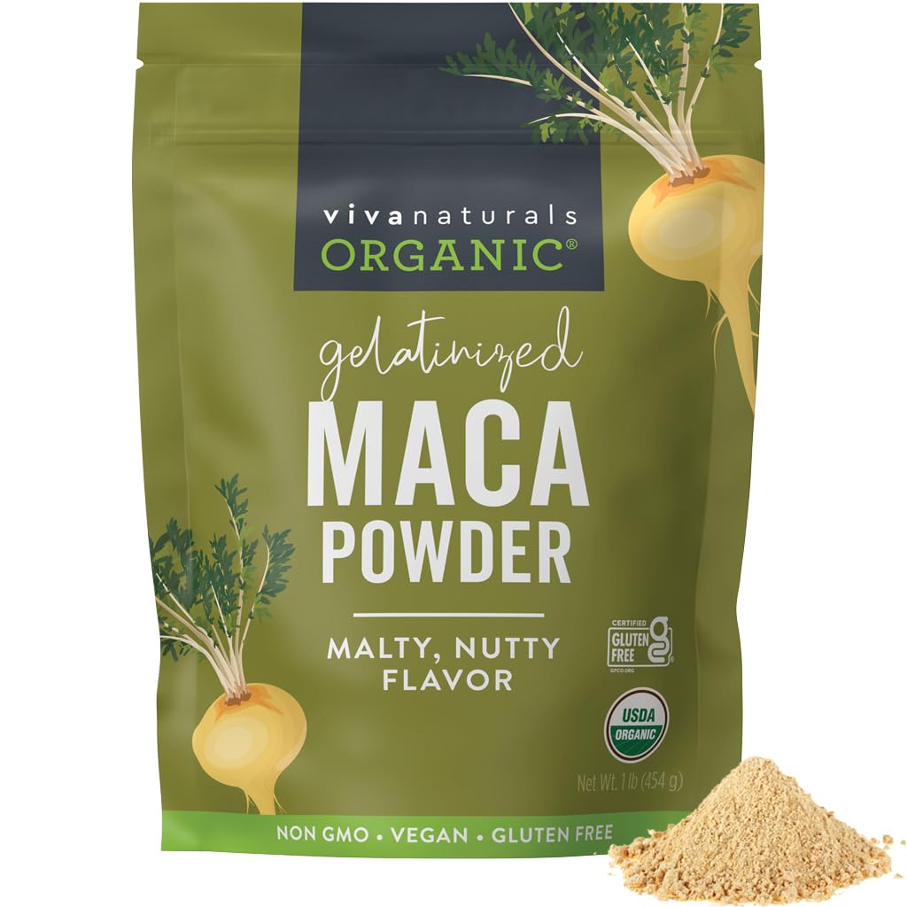 Viva Naturals Organic Maca Powder, Gelatinizat, 16 oz (1 lb) 