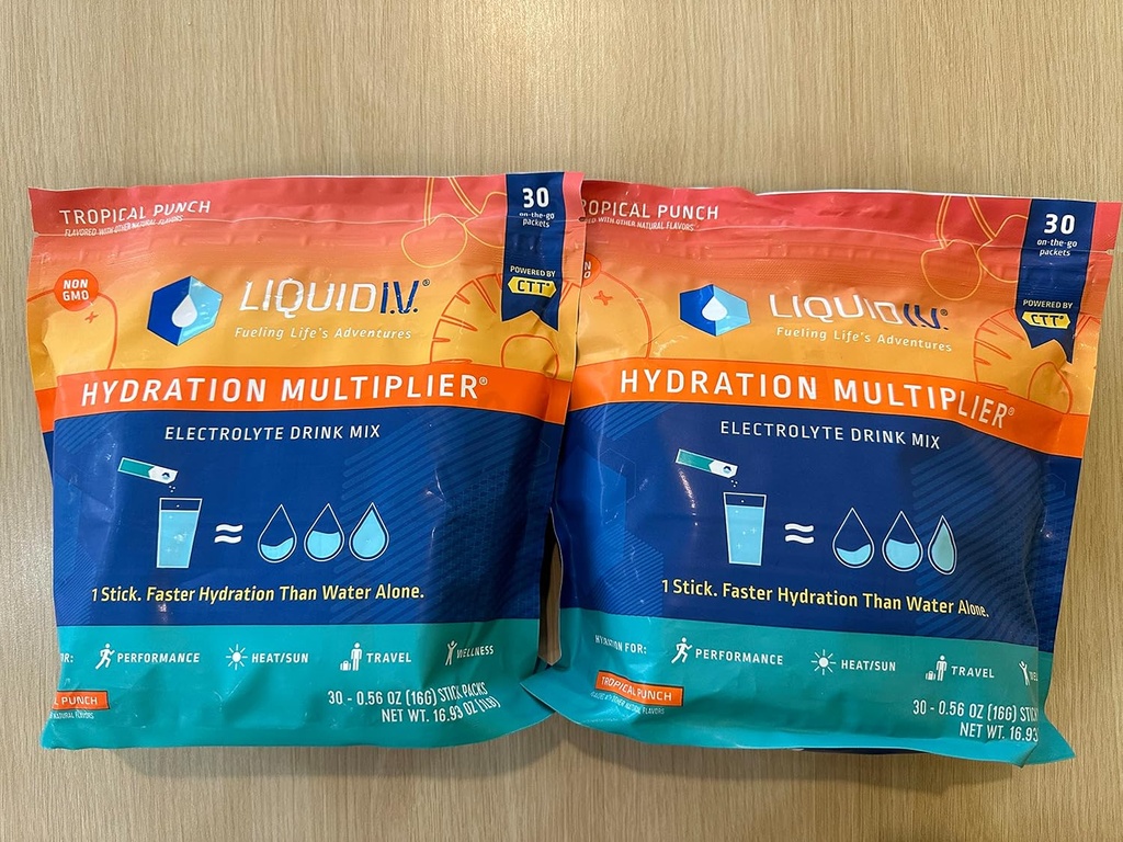 Multiplicator de hidratare lichid pentru perfuzie, 2 pungi pentru aroma tropicala (pachete 2X30),1 Count (pachetul 2)