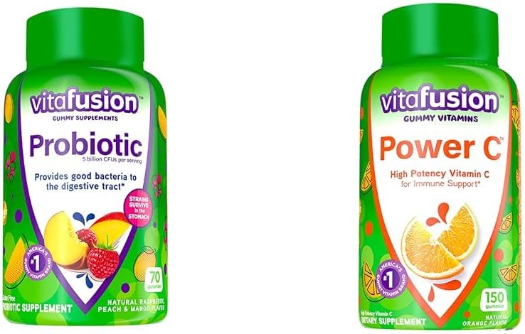 Vitafusion Probiotic şi Vitamina C Suplimente Gummy, 70 Conte şi 150 Conte