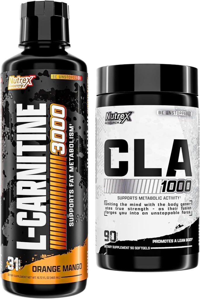 Nutrex Cercetare Carnitina lichid 3000 - CLA 90 Geluri moi - 1000 mg Acid linoleic conjugat Amestec activ de ulei de safflower