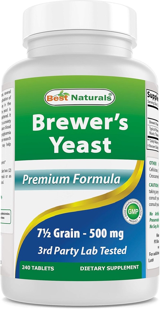 Cele mai bune naturale, Brewers Drojdie, 7-1/2 cereale cu vitamina B1, vitamina B2, 1000 mg 240 comprimate (240 Count (Pachet de 1))