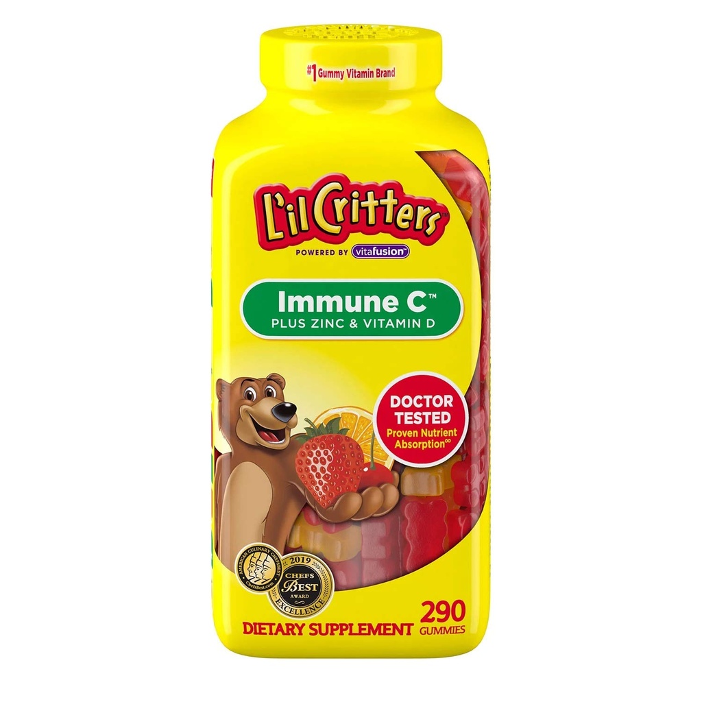 Imunitatea L'il Critter Kids C Plus Zinc și vitamina D (290 Count)
