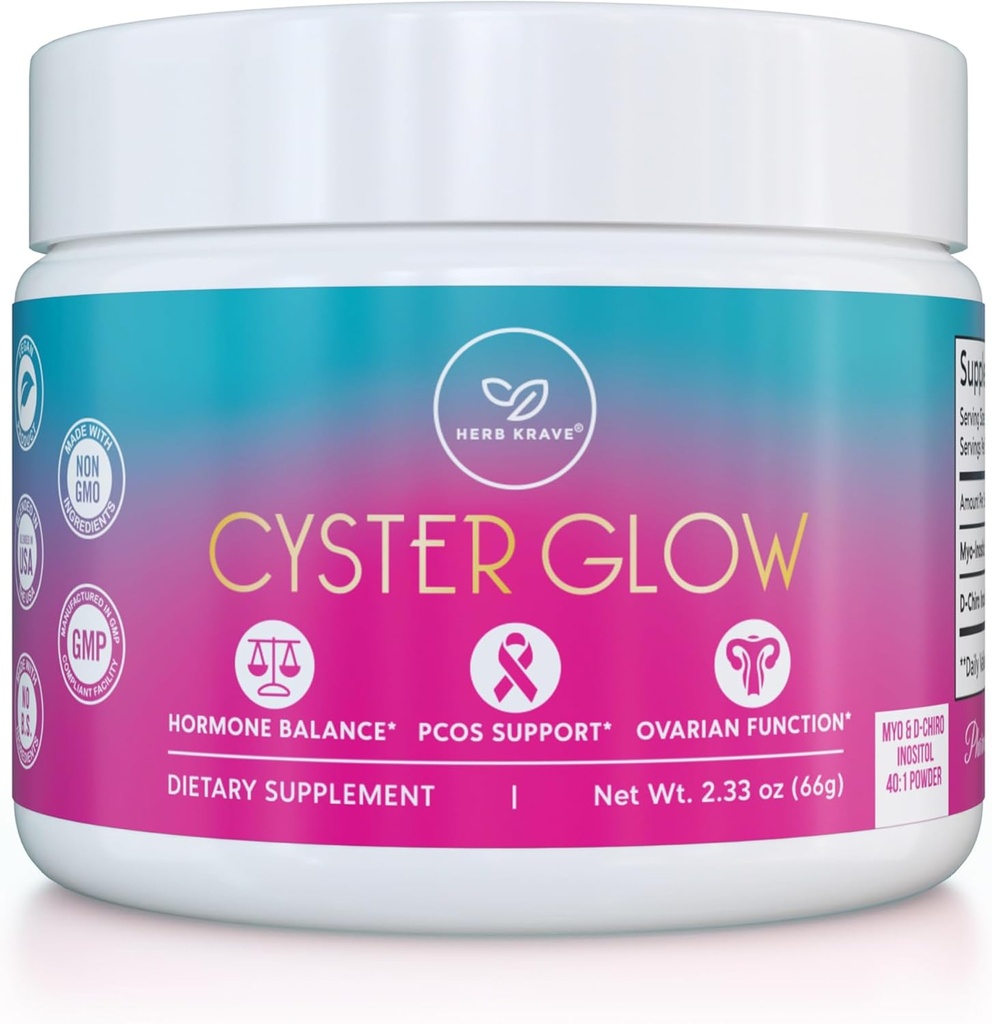 Cyster Glow Premium Myo-Inositol şi D-Chiro Inositol pulbere PCS Supliment pentru femei -Ideal 40:1 Ratio-Hormon echilibru, Fertilitate, funcţie ovariană sănătoasă -Vitamina B8-30 ziua de aprovizionare