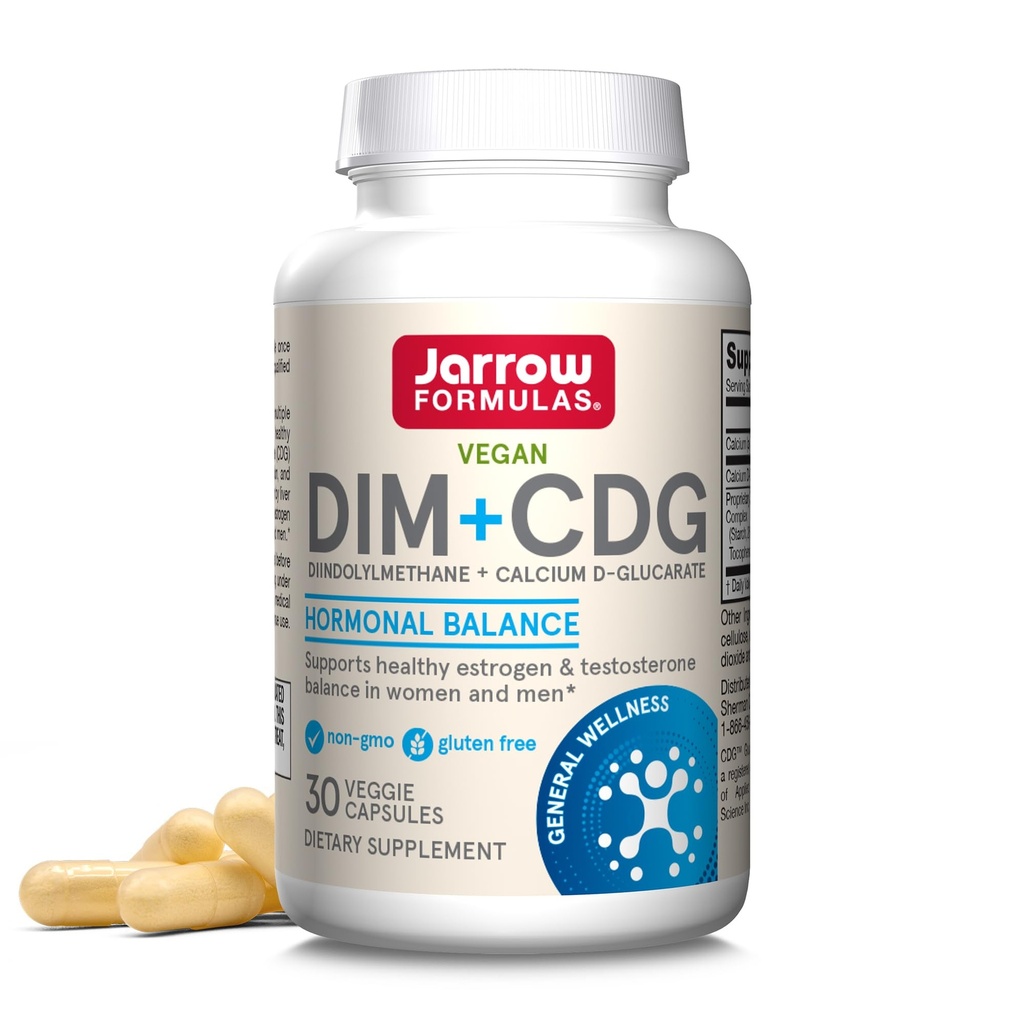Formule Jarrow - DIM + CDG Capsule Veggie - 30 Conte - DIM & CDG Supliment - Pentru Echilibrul hormonal - Non-GMO - Gluten Free