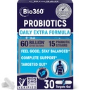 Putere suplimentară Probiotic pentru sanatate digestiva si suport imunitar, 60 Miliarde CFU & 15 Tulpini, Probiotice pentru sanatate Gut pentru barbati si femei suporta constipatie ocazionala, diaree, gaz si balonare, 30CT