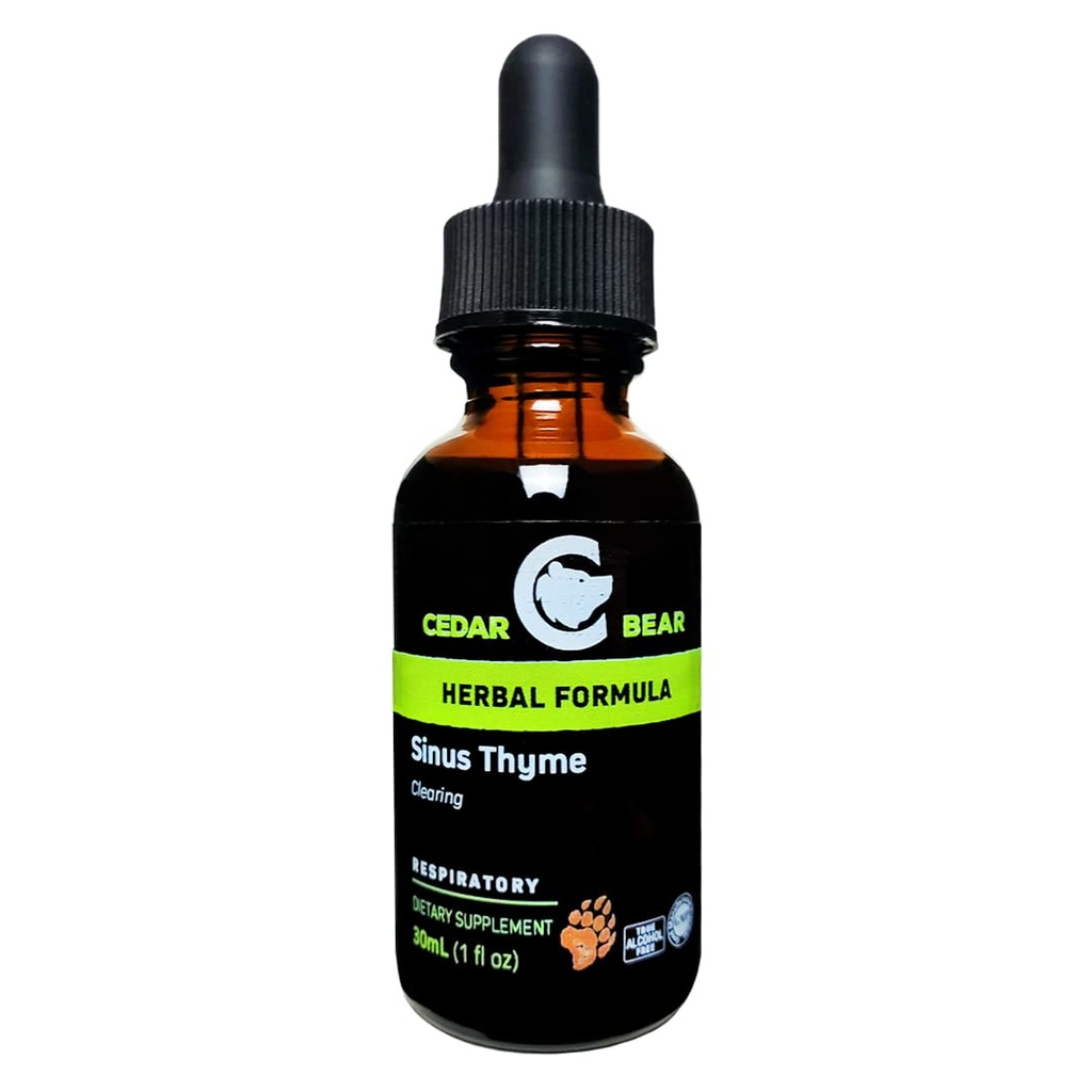 Cedar Bear Sinus Thyme a lichid Herbal Supplement that Supports Clear Function in The Sinuss and Enhances Immune Functions 1 fl oz / 30 ml