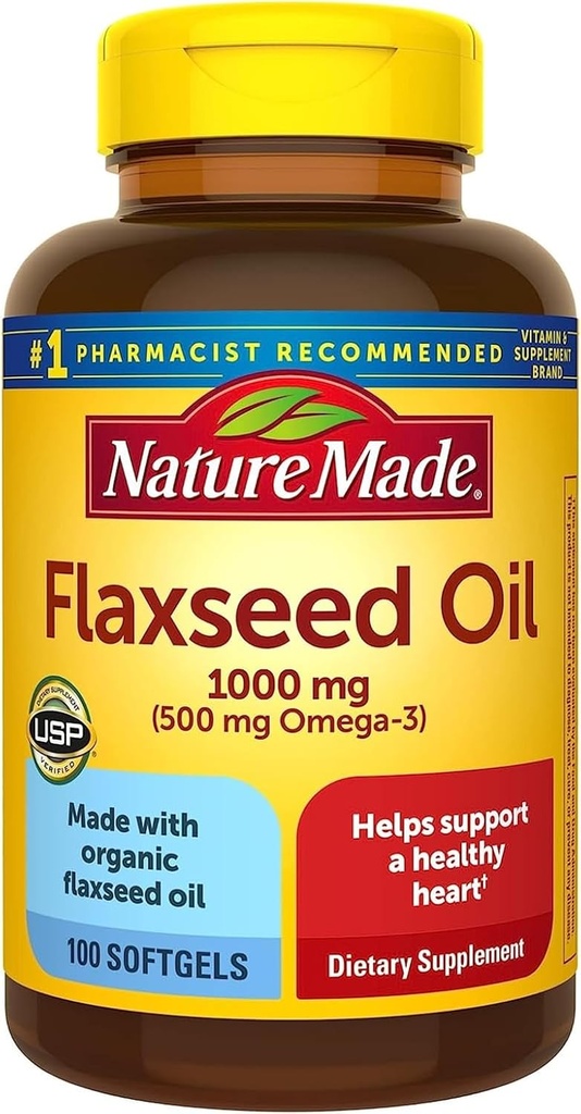 Nature Made Flaxseed Oil 1000mg, 100 Softgels lichid (Pachet de 4)