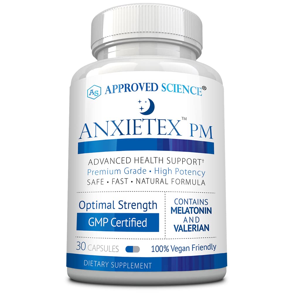 Stiinta aprobata Stiinta Anxietex noapte - usurinta ingrijorare si nemultumire, somn Well - Valerian, Floare de Pasiune, musetel - 30 Capsule - Supliment Vegan - Made in the USA
