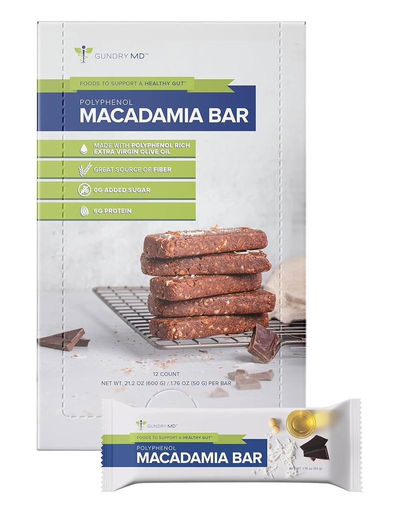 Gundry MD Polifenol bogat Macadamia Nut Bars, 12 Pack