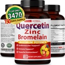 Premium de înaltă puritate Querbetin 98% cu capsule de bromelain pentru Potență maximă cu ceai verde Ashwagandha - susține energie de putere generală de sănătate - 150 zile de aprovizionare