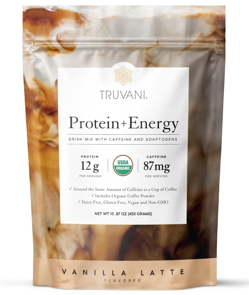 Truvani Proteina + Energetic Drink Mix cu 87mg Cafeina 