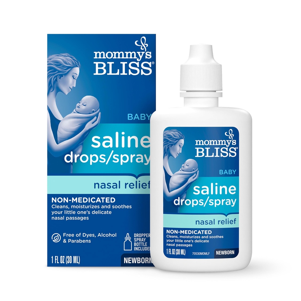 Mami's Bliss Saline Drops/Spray, Nasal Relief for Newborns & Up, 1 Fl Oz