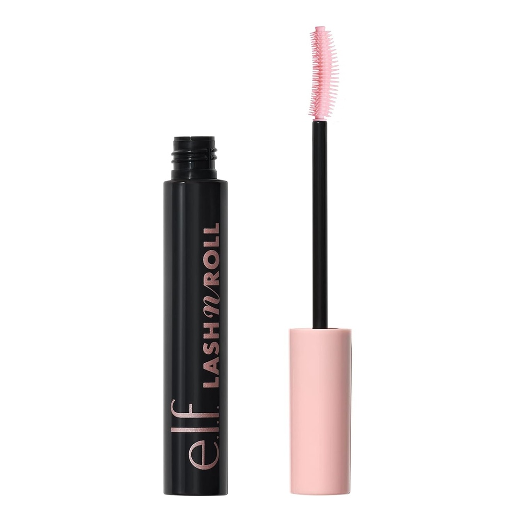 E.l.f. Lash 'N Roll Mascara, Curling Mascara for Visibil ridicat Lashes, Lifts & Separa Lashes. Formula Long-Lasting, Vegan & Cruzimea-Free, Pitch Black