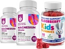 Gume de fructe de soc pentru copii si magneziu 200 mg Gume de zahăr-gratuit - Sistem imunitar sănătos Booster și de sprijin pentru sănătate cu extract de fructe de soc cu Chews de magneziu calm pentru copii și adulți zahăr-gratuit