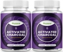 Pastile Charcoal activate Detoxifiere si Curatare - Purificarea capsulelor de nuca de cocos cu 1200 mg Per Servire pentru ajutor de balonare - Supliment activ de detoxifiere pentru Body & Gut Health - 90 Conte - 2 Pack