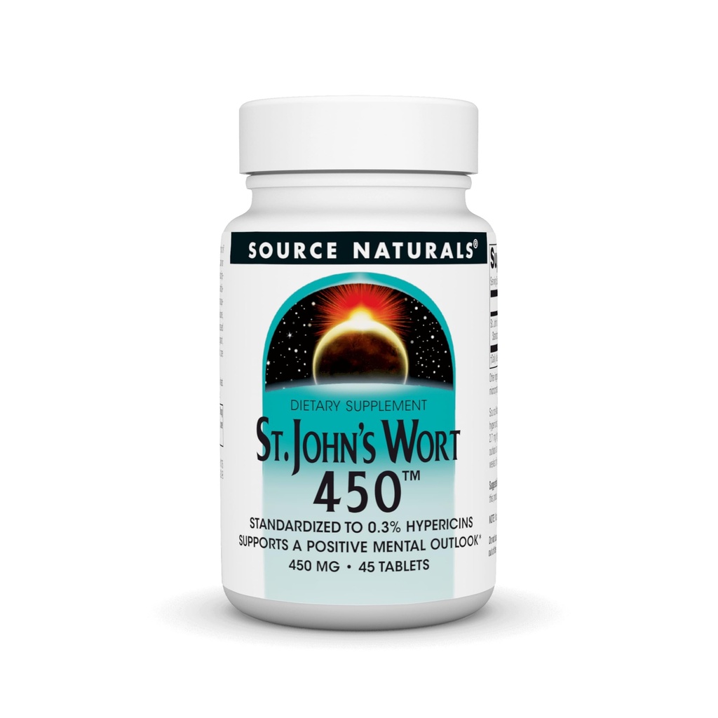 Sursa Naturals St. John's Wort 450 mg susține un Outlook mental pozitiv - 45 comprimate