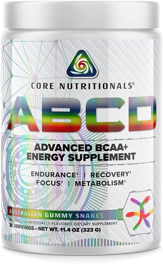 Central Nutritionals Platinum ABCD Advanced BCAA Energy Supplement, Îmbunătățește rezistenta, recuperare, și Focus 30 Servings (Australian Gummy Snakes)