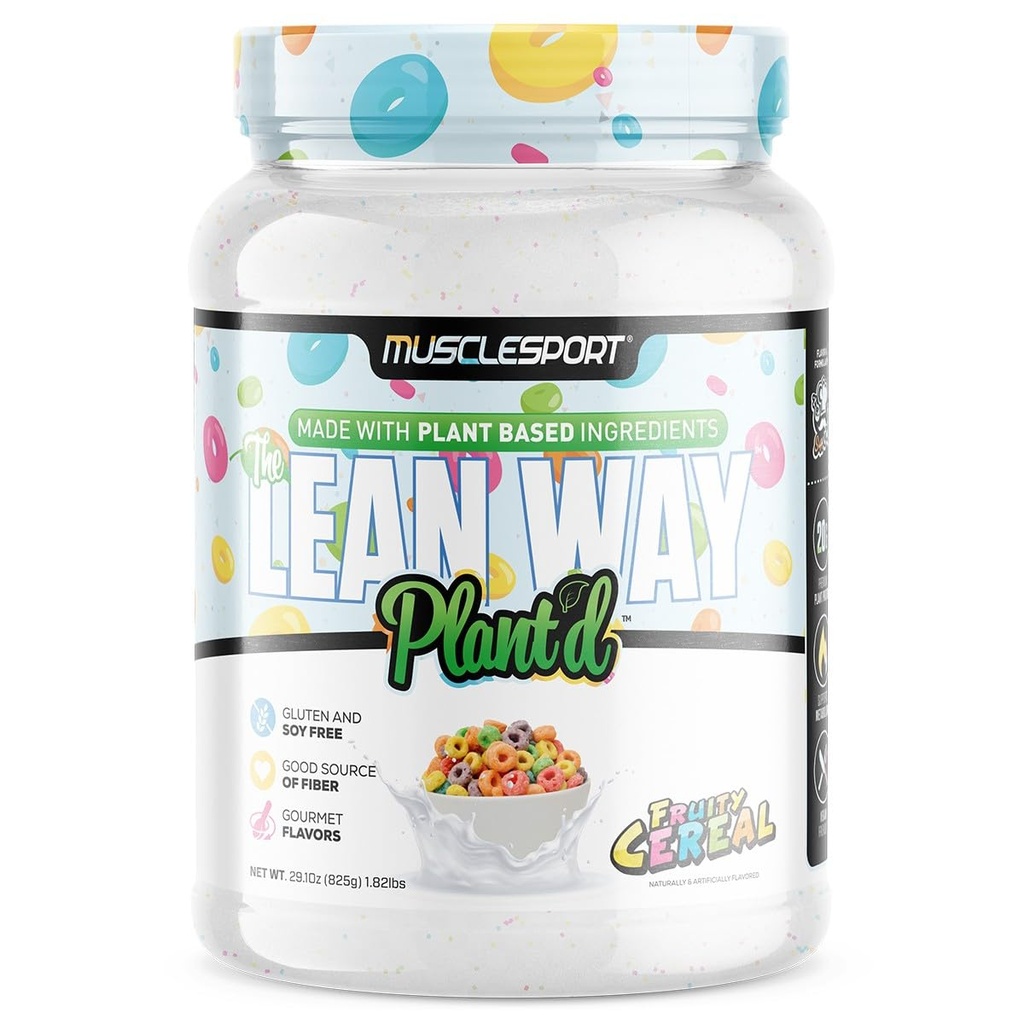 Musclesport Lean Way Proteina de plante - Proteina de mazăre și maro proteine Blend, cu adăugat CLA, MCT și L-Carnitina - 20 Serviri (Fruity Cereal)