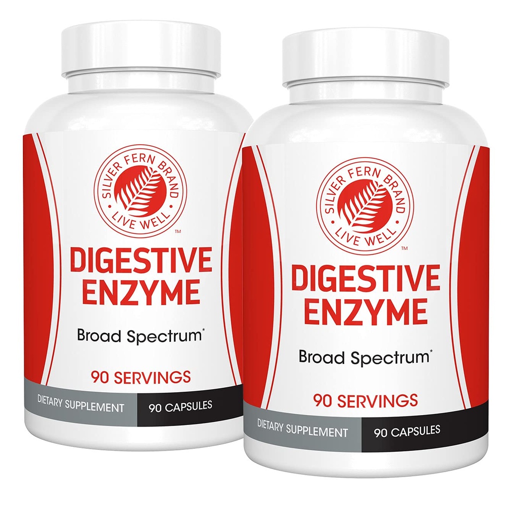 Silver Fern Brand Ultimate High Potenty Digestive Enzyme Supliment - 2 Sticle - 100% Acoperire intestinală - Digestive Comfort - Îmbunătăţirea tolerabilităţii alimentare