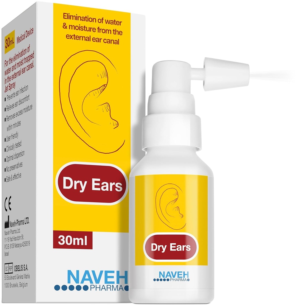 NAVEH PHARMA Urechi uscate - Swimmers Picături ureche Spray - Picături de uscare a urechii pentru înot adulţi şi copii / Remove apă prinsă în urechi şi prevenirea durerii, infecţiei şi pierderea auzului (1 Fl Oz)