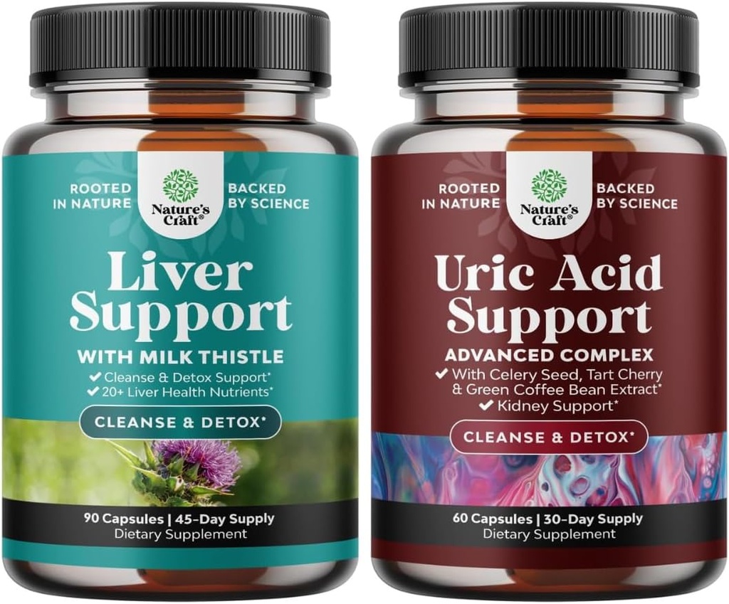 Bundle of Liver Cleanse Detox & Reparation - Silymarin Milk Thistle with Dandelion Root & Artichoke extract and Green Coffee Bean extract for Uric Acid Cleanse & Detox - Turmeric Tart Cherry & Seed