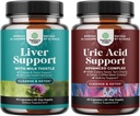 Bundle of Liver Cleanse Detox & Reparation - Silymarin Milk Thistle with Dandelion Root & Artichoke extract and Green Coffee Bean extract for Uric Acid Cleanse & Detox - Turmeric Tart Cherry & Seed
