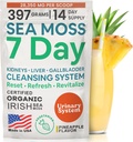Atlantic Naturals Sea Moss 7 Day Detox Ficat, Gallbladder & Rinichi Cleanse - Suport cu Dandelion Root, Milk Thistle, Brodock Root, Red Clover, Chanca Piedra - Ananas Flavor Drink Mix (14 oz)