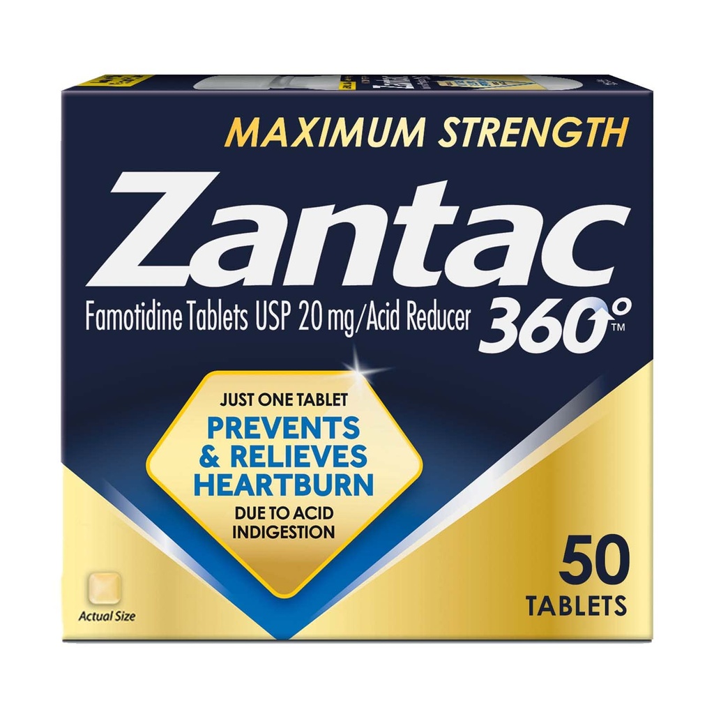 Zantac 360 comprimate cu concentraţie maximă, 50 Număr, prevenirea şi ameliorarea arsurilor la stomac, 20 mg comprimate