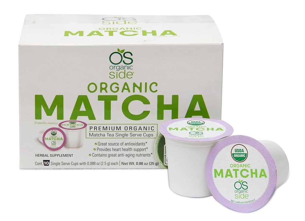 Greenside Detox Ceai Herbal Single Servi Cupe Matcha - Conține nutrienți anti-îmbătrânire și antioxidanți - Suplimente Herbal Corp - Total 20 Cupe (3-gram Servire / cupă)