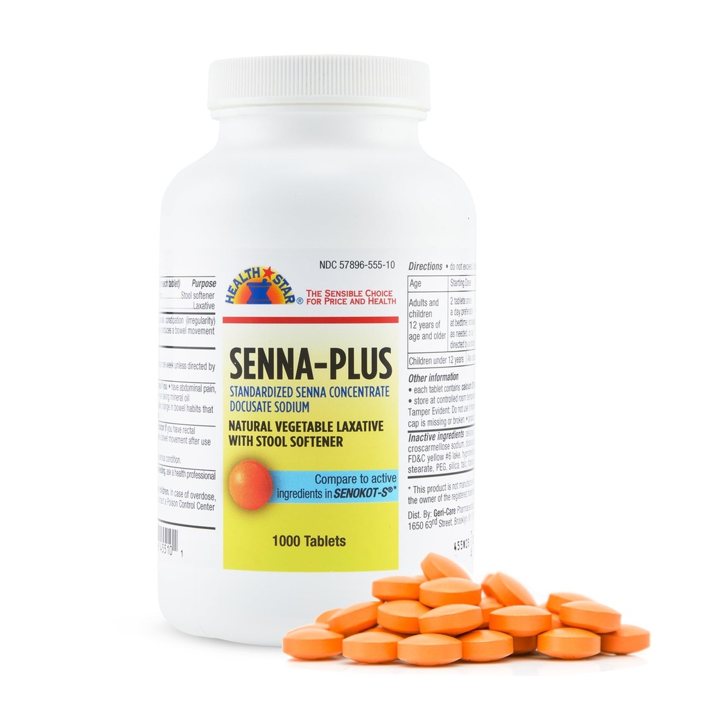 Health Star Senna Plus Laxative & Stool Softener Tablets 50mg / 8.6mg Putere Natural Vegetative Stimulant Laxative