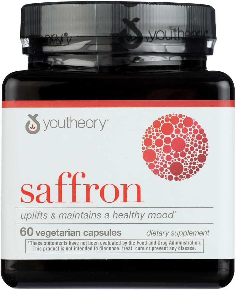 Youtheory Saffron Advanced Dietary Supplement, Lifts Mood & Mental Focus, 60 Capsule