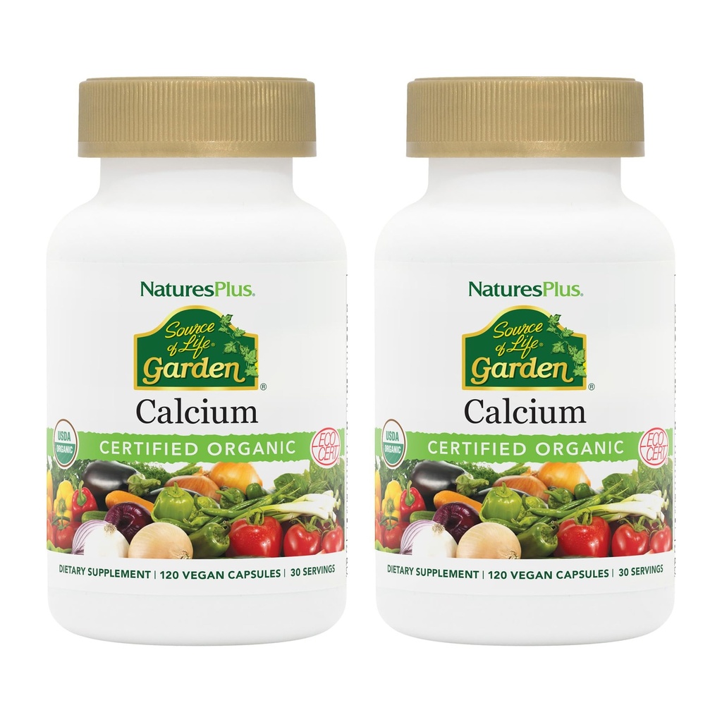 NaturasPlus Sursa de Life Garden Calciu - 120 capsule Vegan, pachet de 2 - vegetarian, gluten gratuit, certificate organice - 60 total serviri