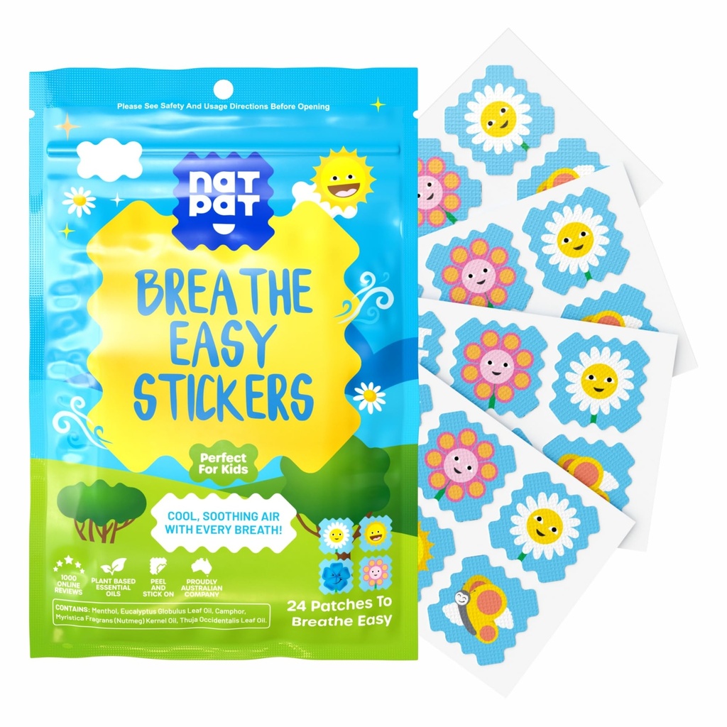 NATPAT respira autocolante Easy - Stuffy Patch pentru copii și adulți - toate-naturale rece și alergie ajutor pentru congestie, chimice și de droguri gratuit - BuzzPatch Natural Patch (24 Pack)