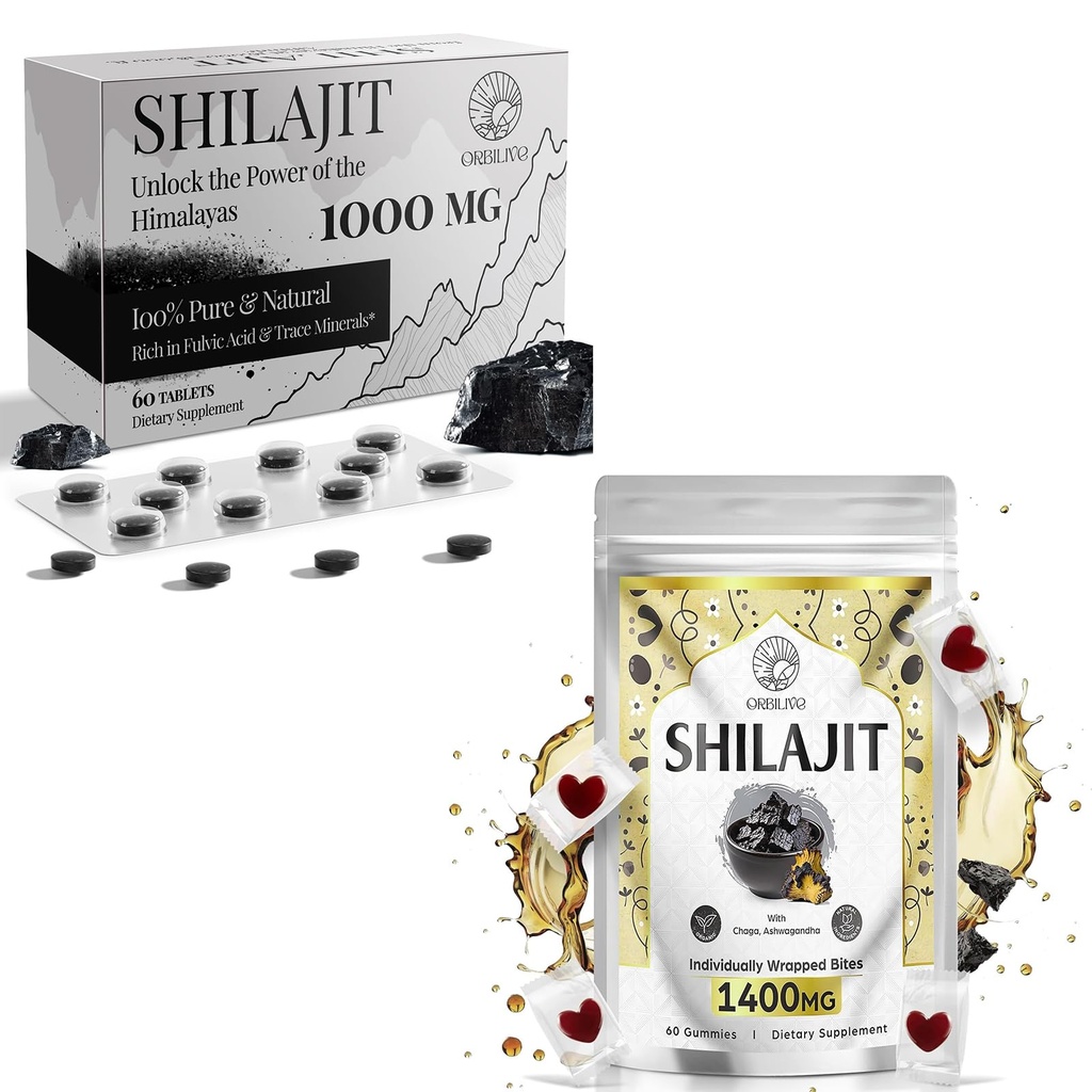 1400 MG Shilaj 60 Gume cu 1000 MG Shilajit comprimate 60 Count