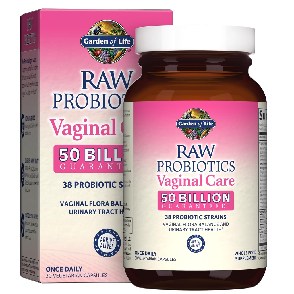 Gradina de viata Probiotice crude Ingrijire vaginala - 50 Miliarde CFU - 38 Tulpini Probiotice - Suporturi Vaginal & Uurina Tract Health* - 30 Capsule vegetariene