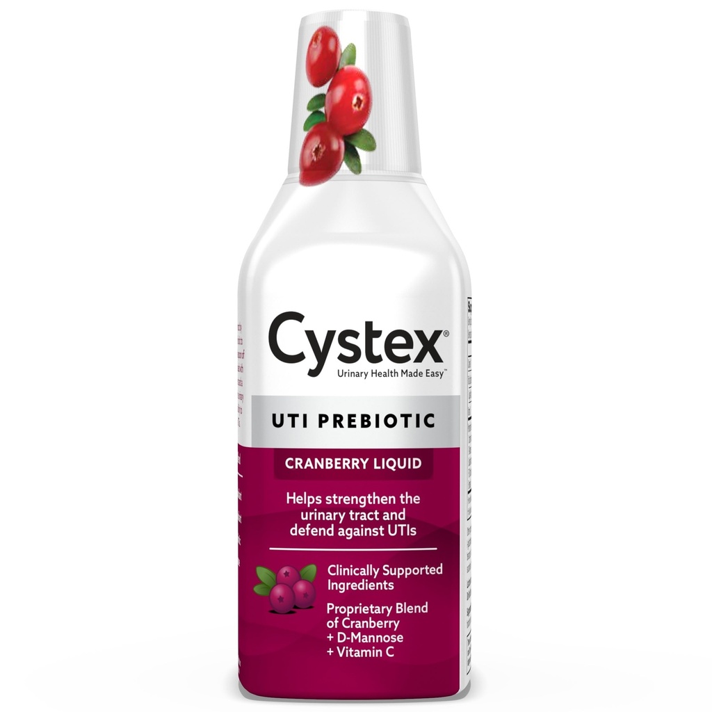 Cystex UTI Suplement & urinar Health Supplement - Sugar-Free Cranberry Prebiotic cu D-Mannose, Vitamina C, & Bromelain pentru protecție și întreținere UTI - Formula lichidă - 7.6 fl oz - (Pachet de 1)