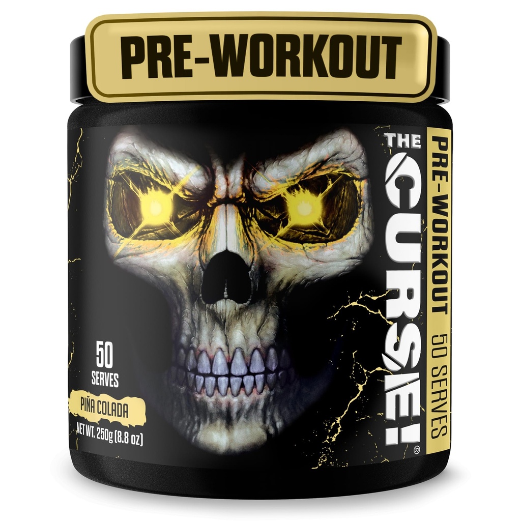 JNX SPORTS Blestemul! Praf de antrenament pre pentru barbati si femei, Cafeina, Beta-Alanina, Creatina, L-Citrulina, 50 Serviri, Pina Colada Aroma 
